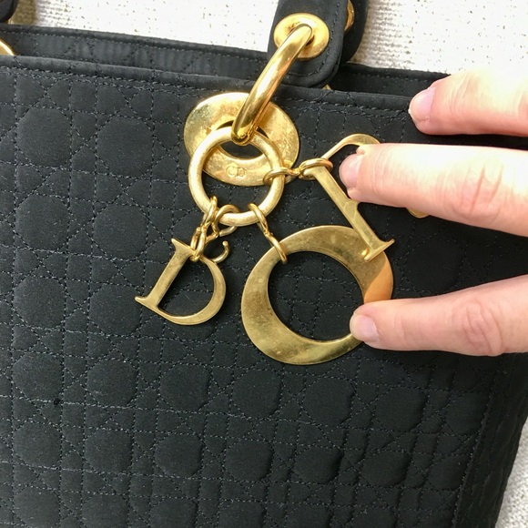 Authentic Christian Dior Lady Dior Canage Handbag black nylon canvas - Picture 4 of 16